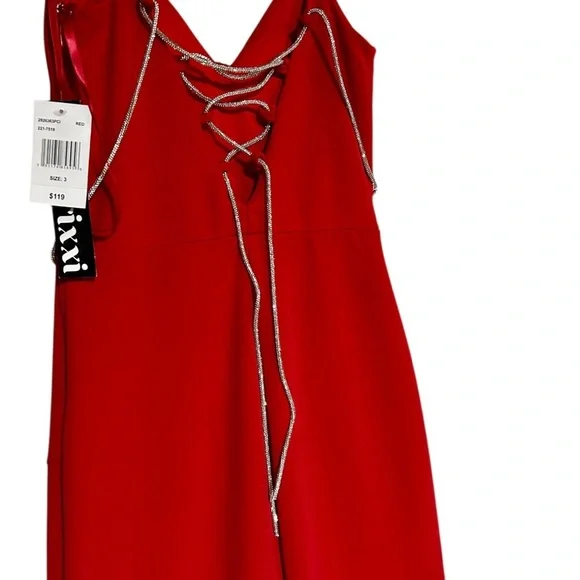 ❤️ NWT Trixxi Red Rhinestone Bodycon Dress – Size 3 – Glam Formal Look! - Picture 7 of 10